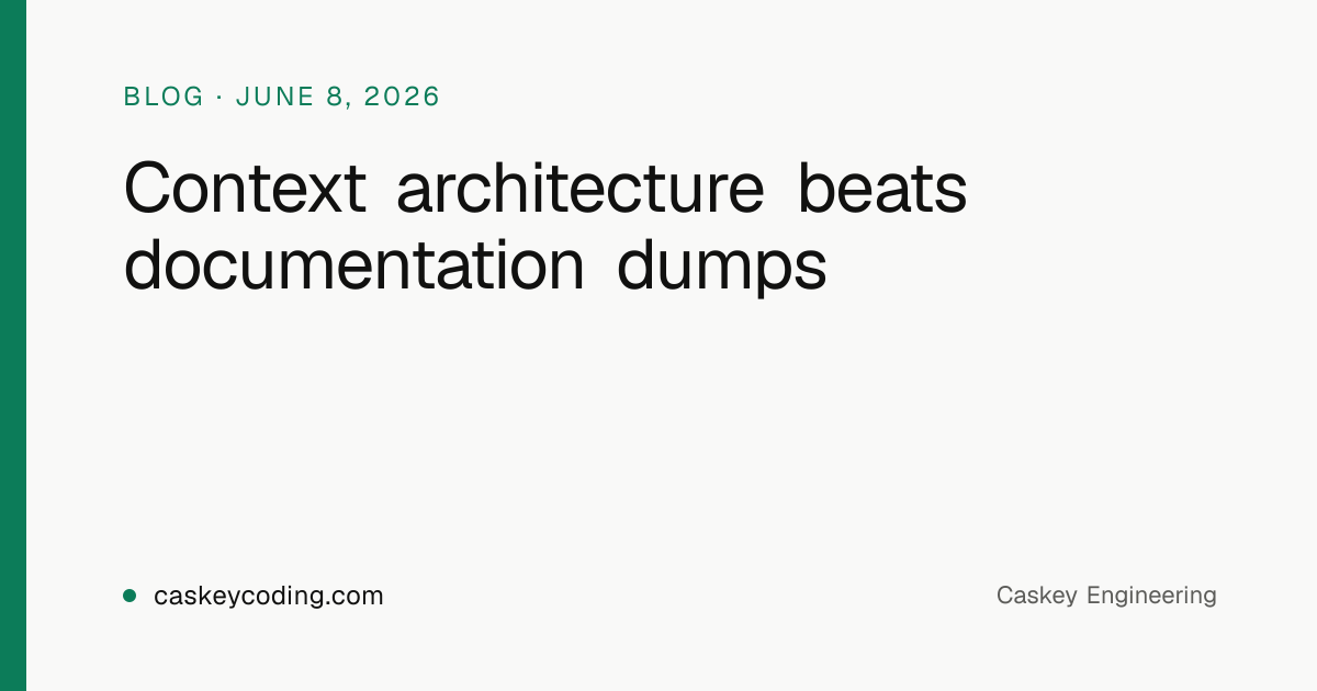 Context architecture beats documentation dumps | Eric Caskey