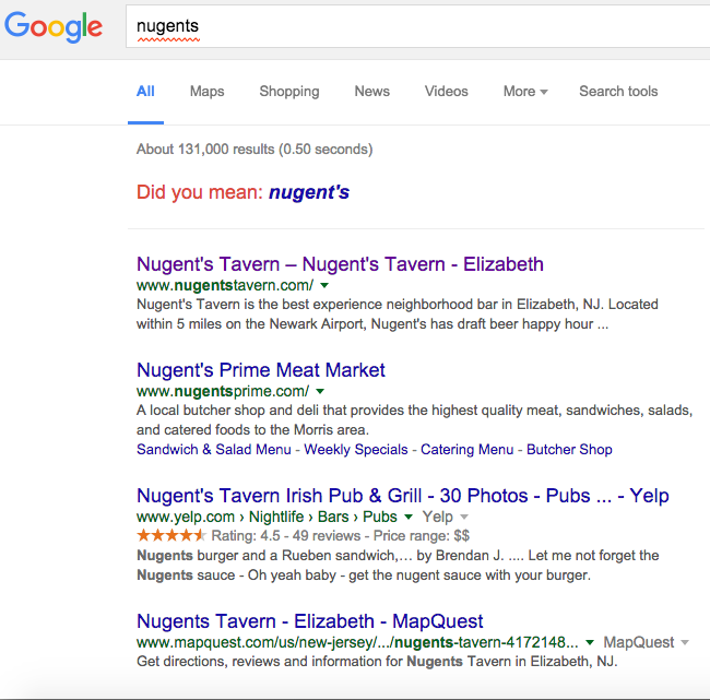 Nugents Tavern Search Results